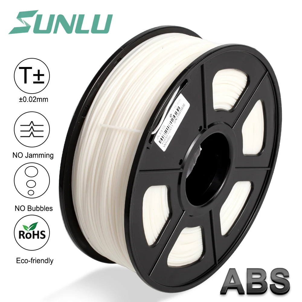Новинка SUNLU 3d Принтер ABS Филамент 1,75 мм 1 кг/2.2lb с размерной точностью+/-0,02 мм ABS материал для большинства 3d принтеров и 3D ручек