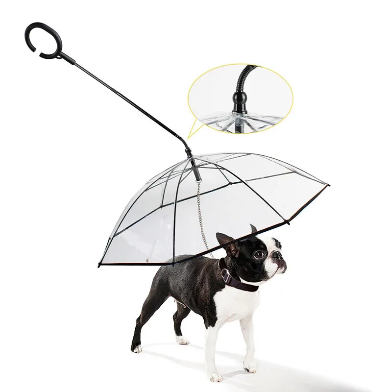 Paraguas port/átil Transparente para Mascotas con Correa de tracci/ón Tipo de ensamblaje Paraguas para Perros y Gatos Perros y Amantes de Las Mascotas Transparente