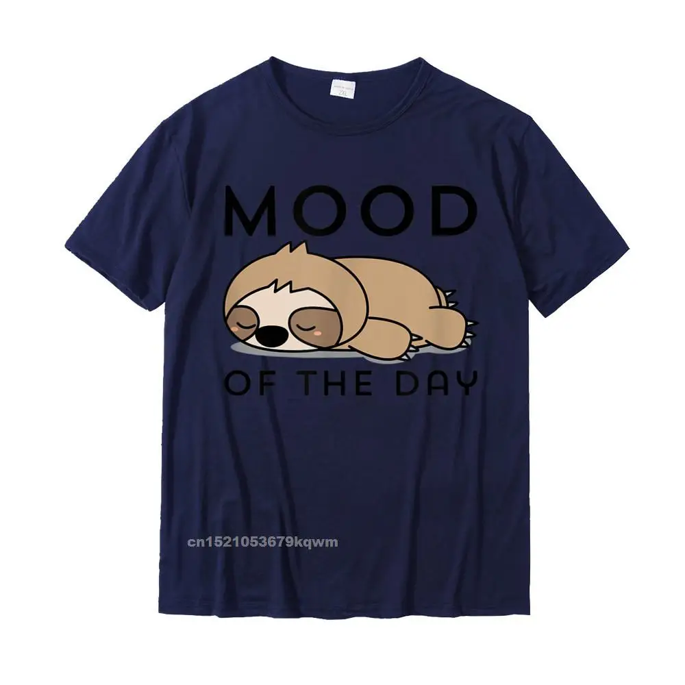 comfortable Cotton Tops Shirt for Boys Party Top T-shirts Printed On Rife Crewneck T Shirts Short Sleeve Top Quality Fun Cute Funny Sloth Mood Design T-Shirt__4468 navy