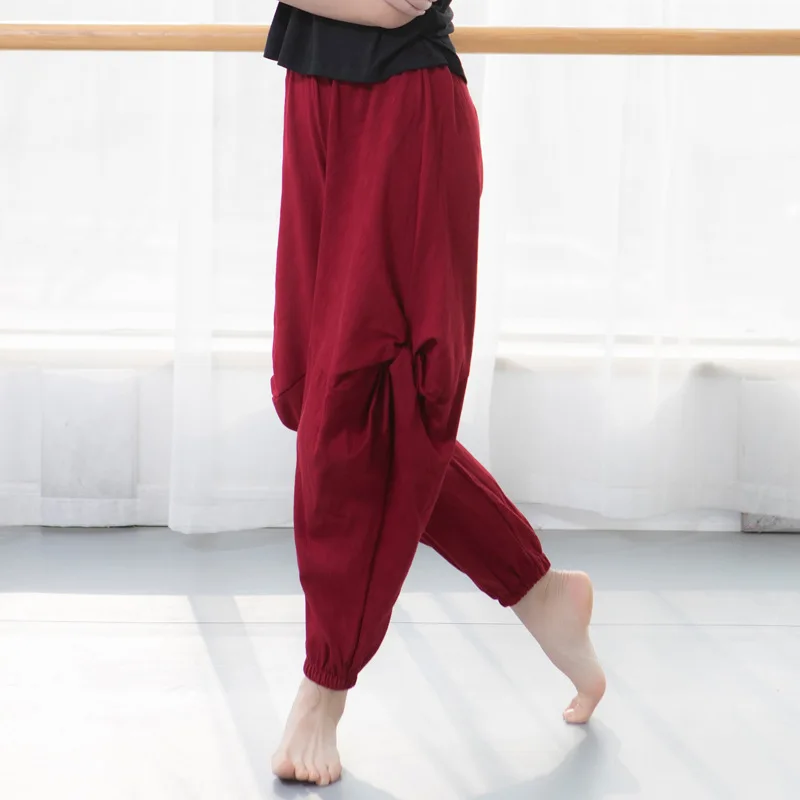 Youth Celebrity Style Modern Dancing Dress Pants Wide-Leg Back Rise Width Trousers Mongolia Dance Gymnastic Pants Loose-Fit Ethn