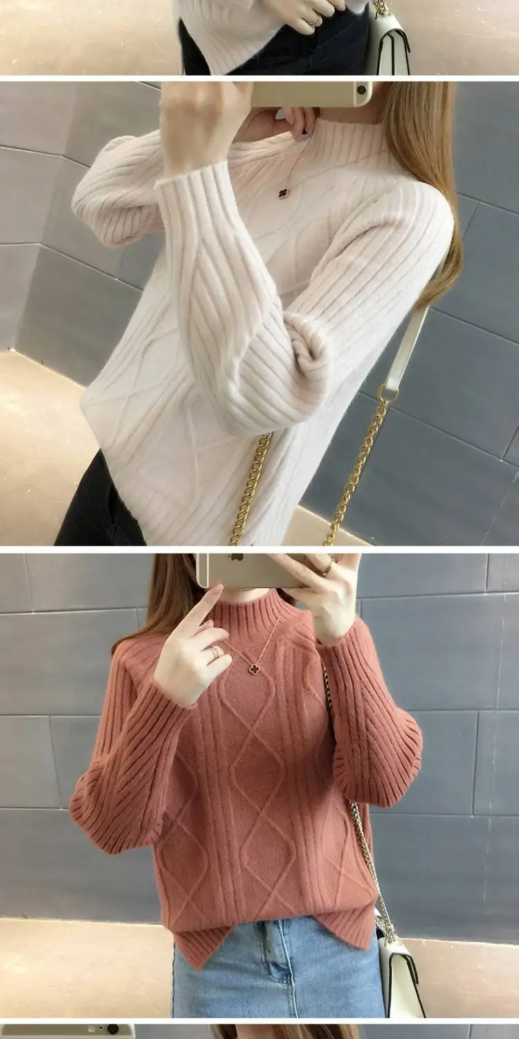 Bella philosophy осенний однотонный свободный женский модный свитер, Женский Повседневный вязаный пуловер, женский элегантный свитер с высоким воротом