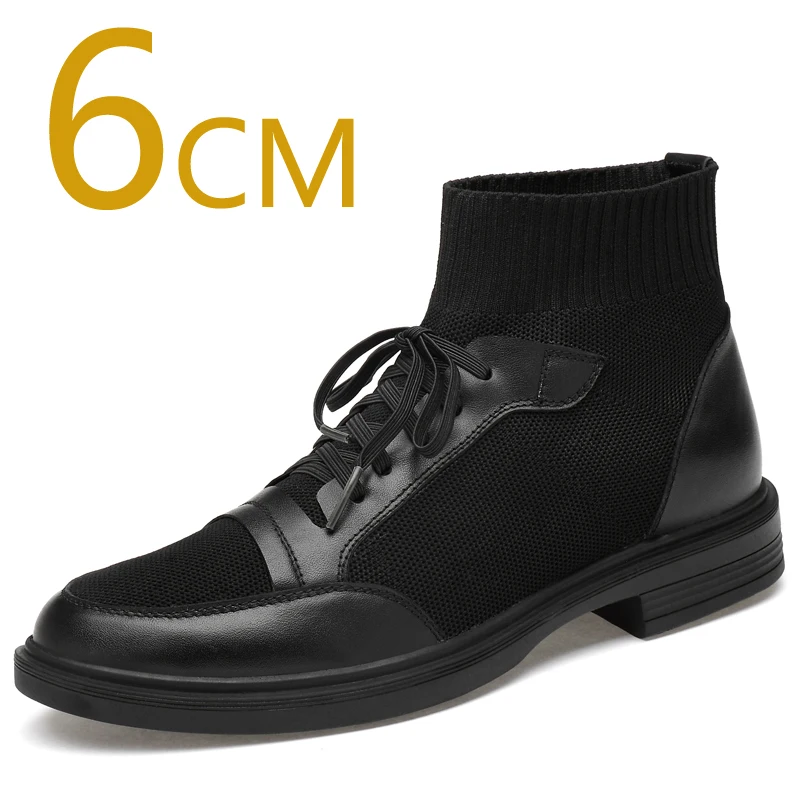 

Shoes Men Boot Man Sneakers Invisible Height Increased Insoles 6CM High Heels Boots Men Hidden Wedge Heel Elevator Shoes