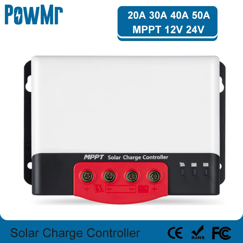 SRNE MPPT Solar Charge Controller 20A 30A 40A 50A Solar Regulator 12V 24V For Max 1320W Input lithium Battery With BT-2 RM-6 LCD