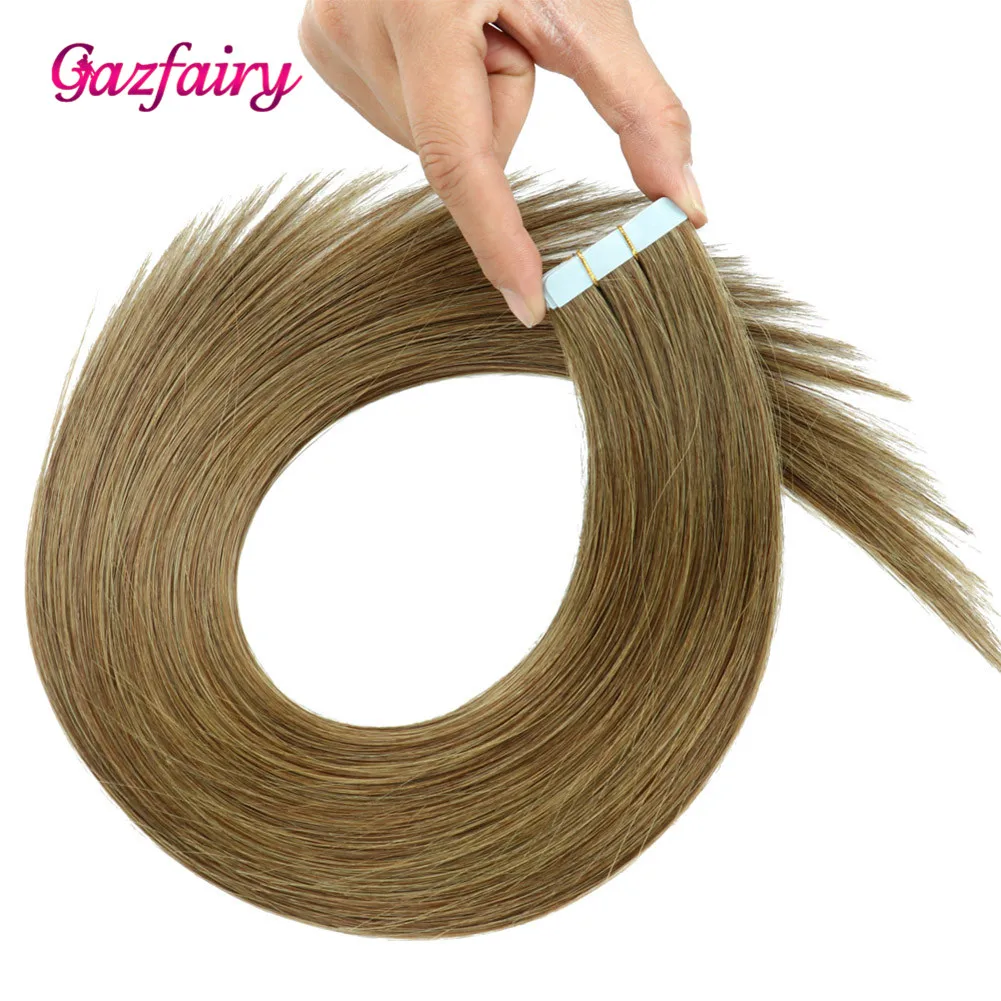 Gazfairy накладные Человеческие волосы Remy на ленте двойные нарисованные remy 16 дюймов 2