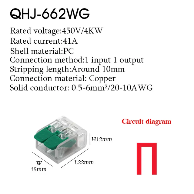 Cable Wire Connectors Mini Quick Terminal Block Universal Compact Wiring Electrical Connector Push-in For 4mm2 6mm2 Transparent 662WG