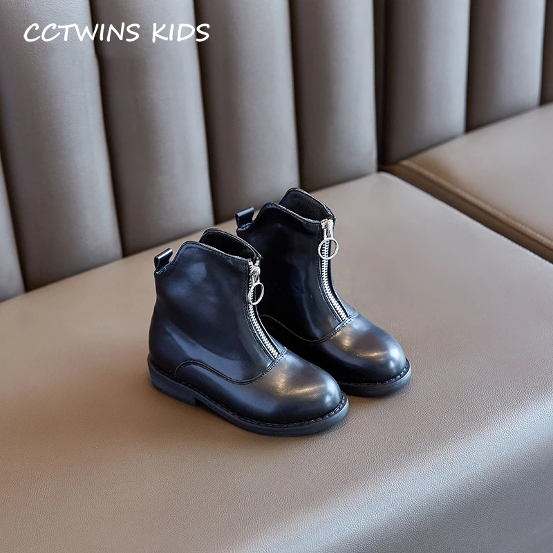 CCTWINS/детская обувь; коллекция года; зимние модные повседневные Ботинки martin на меху для девочек; детская черная обувь для малышей; короткие ботинки; FB1776