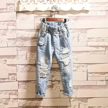 

Fashion Baby Boy Clothes Denim Pants Elastic Waist Casual Holes Design Toddler Trousers Children's Jeans for 3-14T Boy Y2850