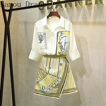 

2020 new summer chiffon shirt suit women's little men show high-elegant young age skirt skirt temperament two-piece suit