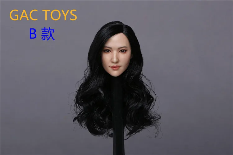 

1/6 Asian Beautiful Female Head Sculpt Liu Yifei Crystal Liu with Long Curls Hair for 12'' Girl Figure Body GACTOYS GC015