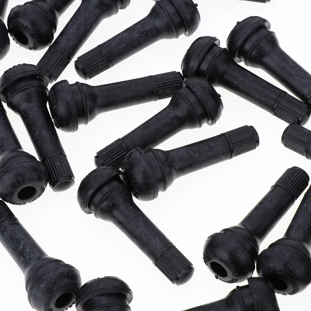 100pcs Auto TR414 Rubber Snap-in Tire Valve Stem for ATV, Lawn Mower