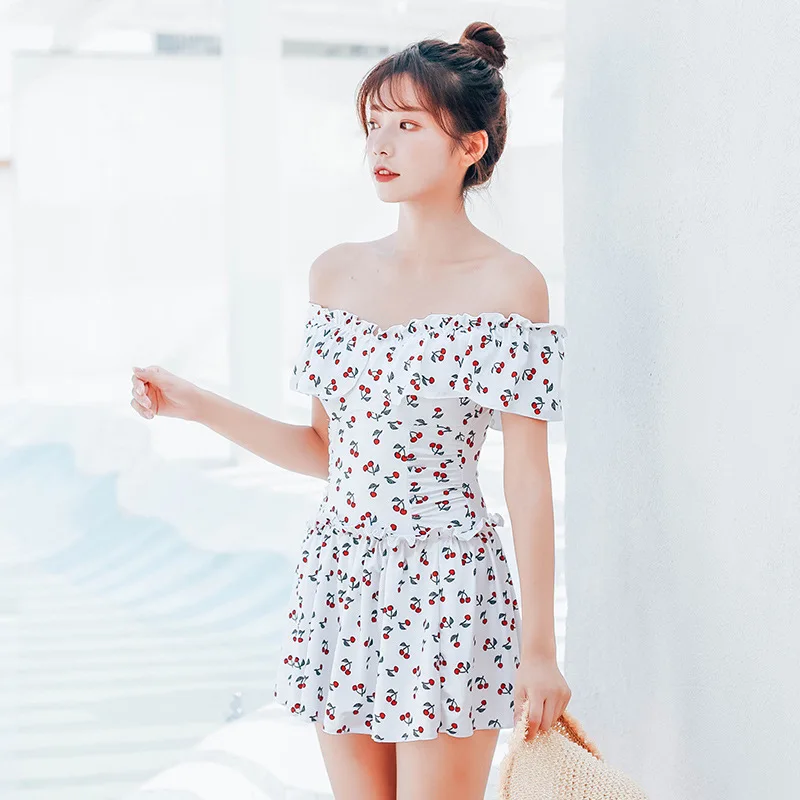 

Korean Style Fresh GIRL'S One-piece Bikini Spa Resort Fashion Sexy Belly Covering Slimming Bathing Suit Women's High-waisted Qui