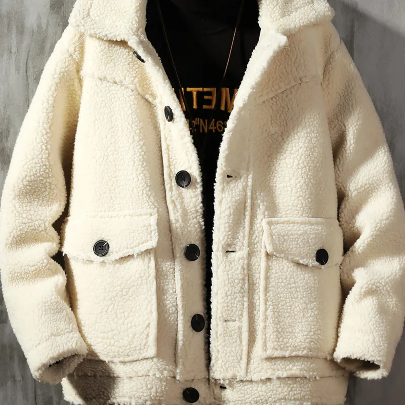 Зимний мех ягненка куртка мужская теплая Толстая Модная парка мужская повседневная куртка мужская одежда уличная свободная хлопковая куртка мужская S-5XL