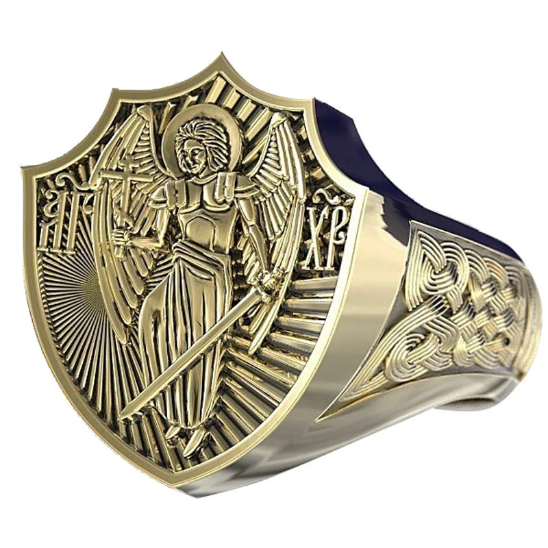 

Milangirl Punk Men's Ring Retro Angel Wings Cross Signet Rings For Men Vintage Goddess Of Justice Viking Jewelry male