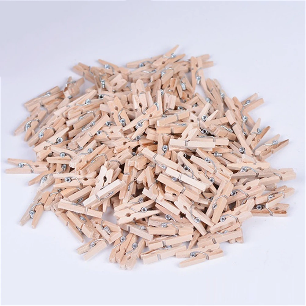 Hot Sale 50Pcs 25mm Mini Natural Wooden Clips For Photo Clips Clothespin Craft Decoration Clips Pegs Wholesale