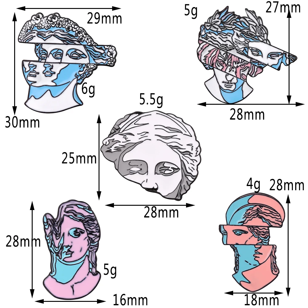 Пластырь Модель Коллекция Броши художественная фигура статуя ювелирные изделия Череп Сплит значок голова эмаль броши булавки на лацкан подарок для художника