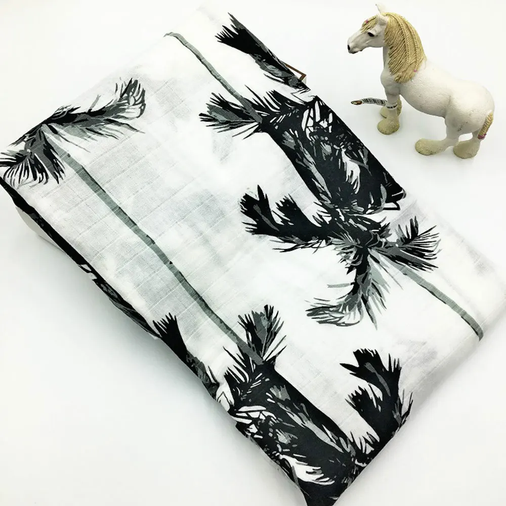 palm tree Детское одеяло пеленки для новорожденного хлопок муслин марлевая пеленка детское банное полотенце 120*120 см листья пеленка с принтом одеяло Новинка - Цвет: palm tree