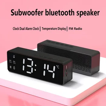 

Wireless Bluetooth Speaker FM Radio LED Mirror Desktop Alarm Clock Subwoofer MP3 Music Player TF bass speaker box for phone PC