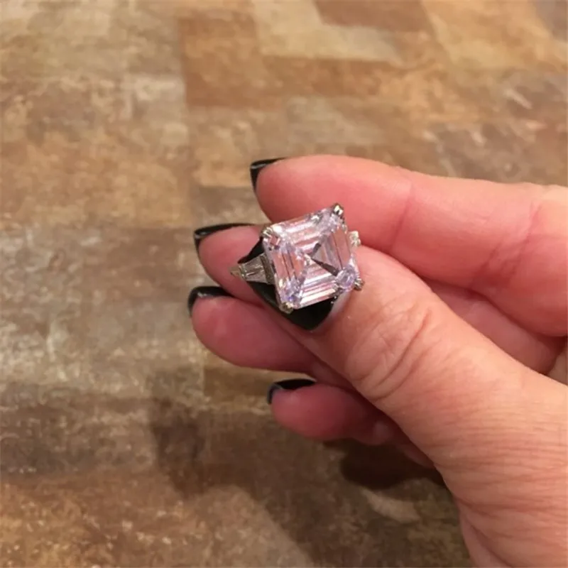 Роскошное кольцо для помолвки, 925 пробы, серебряное кольцо, ааааа, 6ct, cz, обручальное кольцо, кольца для мужчин и женщин вечерние ювелирные изделия
