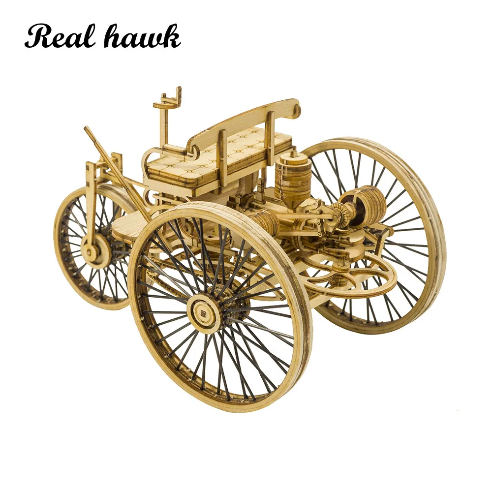 Wooden Toys Building DIY Craft Wood Furnishing Christmas Gift Present Static Model Kit Car Vintage II - 2