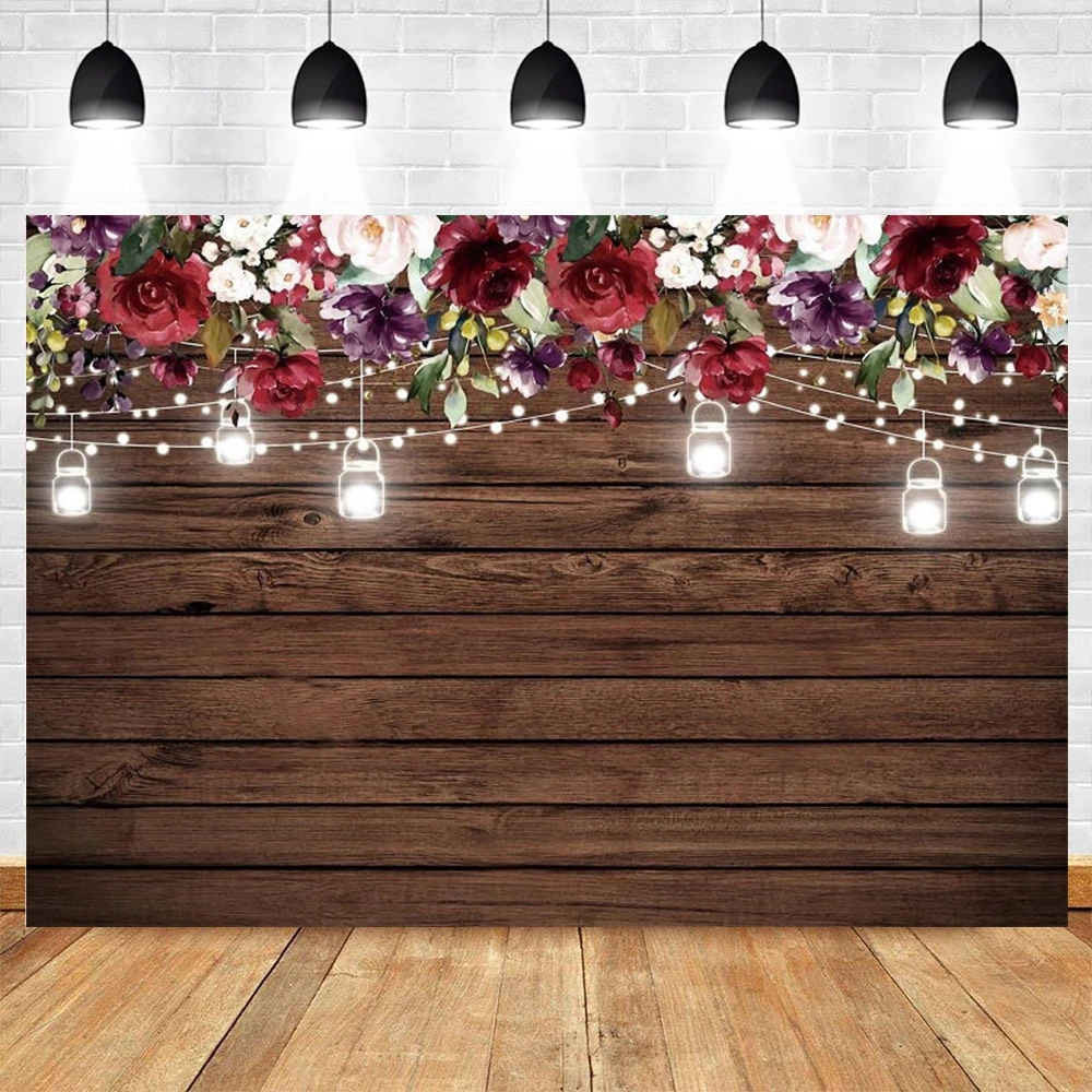 

Yeele Vintage Wood Board Flower Birthday Party Wedding Backdrop Vinyl Photography Background Photophone Poster Banner Photocall