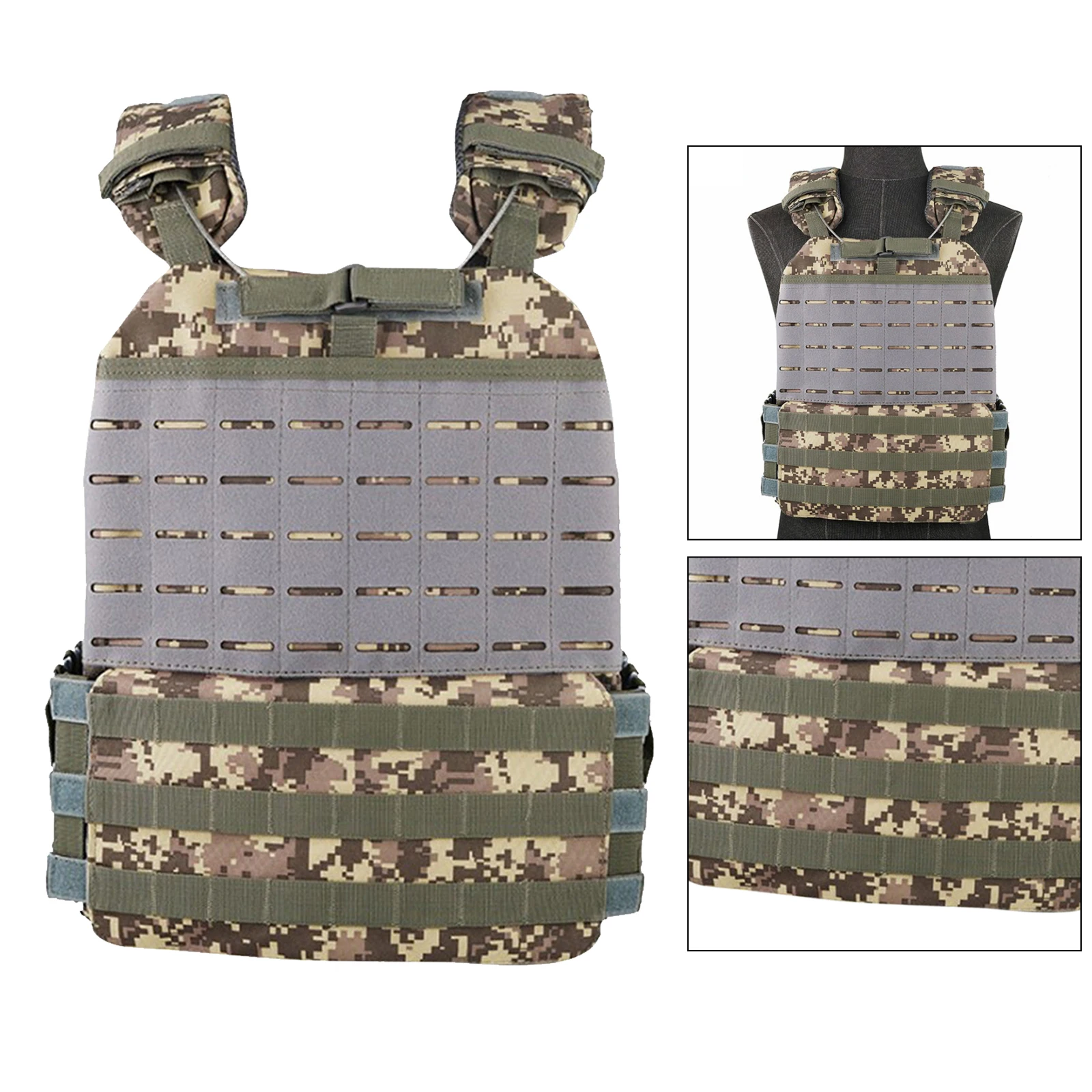 Tactical Vests Camouflage Assault Vest Molle Combat Unisex Adjustable Vest Training Equipment Magazine