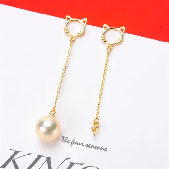 

Real Solid 925 Sterling Silver Pearl Stud Earrings Accessories Findings DIY Jewelry Ear Hook Blank Empty Support