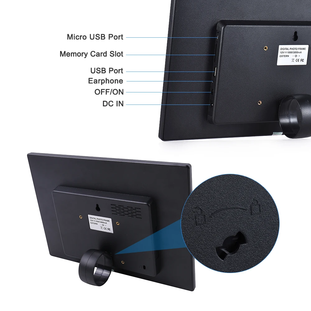 Andoer 1" светодиодный цифровой фоторамка экран Настольный альбом дисплей изображения 1080P MP4 видео MP3 аудио 1280*800 HD разрешение
