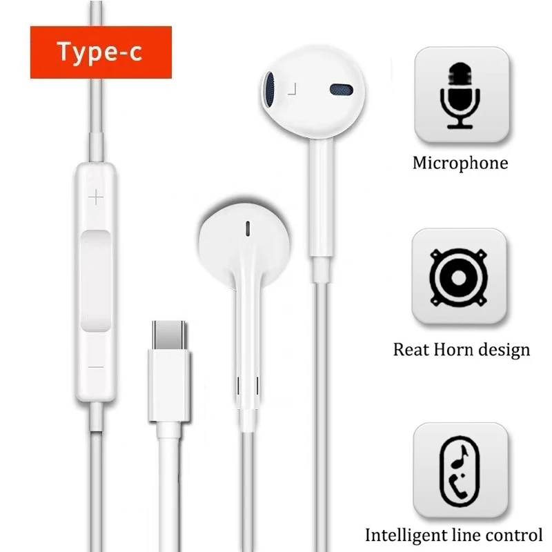 

In Ear Headphones Wired Usb Type C Earphone for Huawei P20 Pro Xiaomi Canceling Earbuds Headset with Mic Ear Buds Phone Y-typec