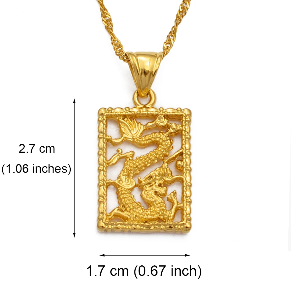 Anniyo благоприятный дракон кулон ожерелье для женщин девочек золотого цвета ювелирные изделия китайский стиль#010709