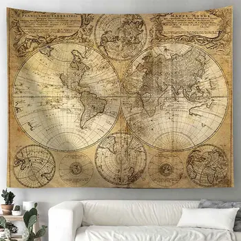 

World Map Polyester Scenery Printed Wall Hanging Tapestry Room Decorative Tapestry Carpet Beach Towel Rectangle 180x230CM