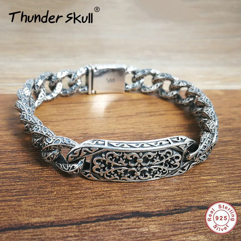 Настоящее серебро 925 пробы дружба мужские ювелирные изделия широкий винтажный браслет женские подарки высокое ювелирное изделие