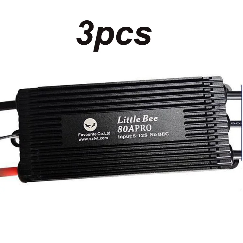 

3PCS Agriculture Drone ESC FVT LittleBee 80A High without BEC 5-12S Lipo 105*48*18mm for RC Plant UAV