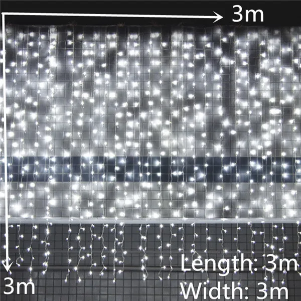 3x1/3x3 м светодиодный фонарь-занавеска с водопадом, рождественские украшения для дома, новогодние украшения, новогодний декор - Цвет: white 3x3m