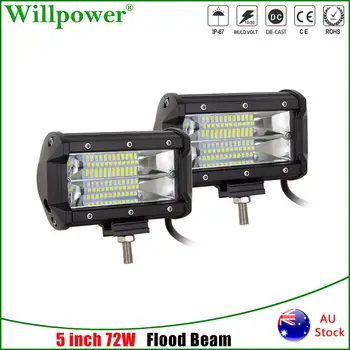 

2x 5inch 72W LED Work Light Bar Pods For Polaris RZR ATV UTV Offroad 4WD Truck SUV Pickup Boat Flood Beam Fog Light Driving Lamp