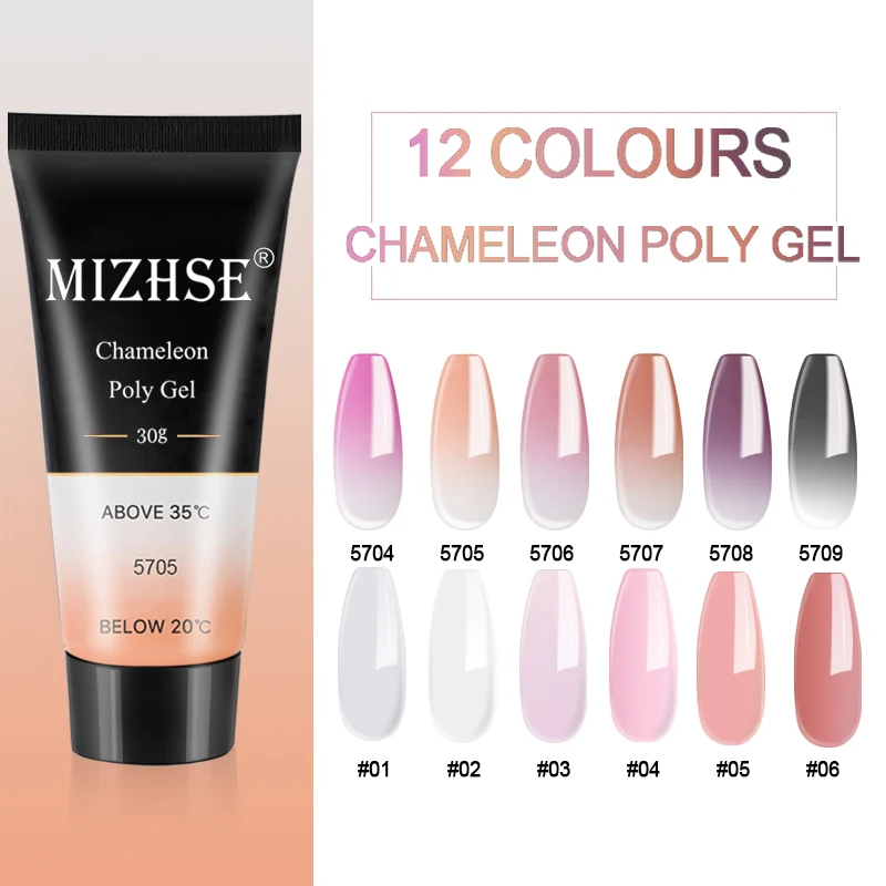  MIZHSE Thermal Poly UV Nail Gel Quick Extension Gel Varnish Clear Pink Jelly Polygel Crystal UV LED