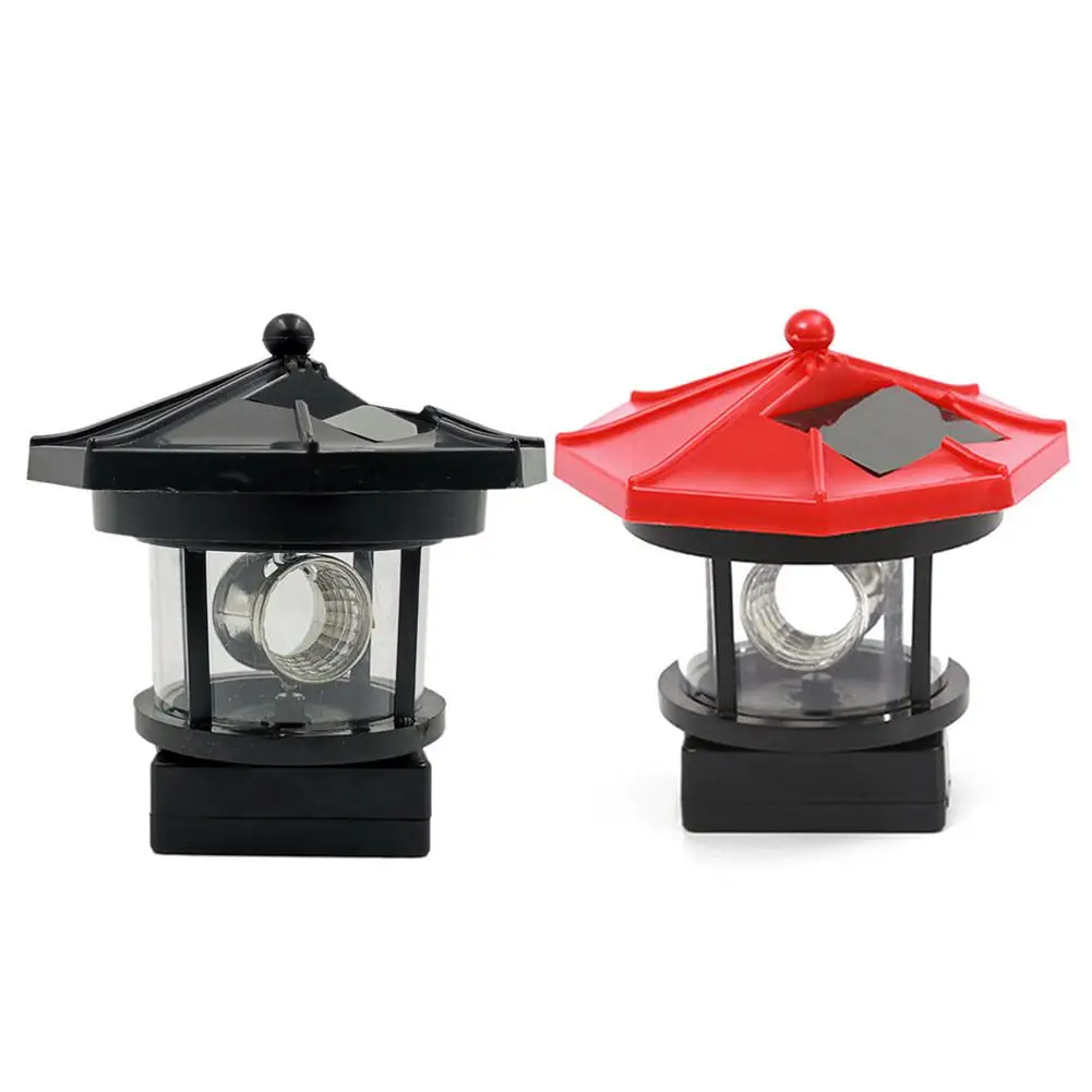 LED Solar Powered Lighthouse Waterproof 360 Degree Rotating Statue Lamp for Garden Yard Outdoor Decor Rotating Garden Yard Out