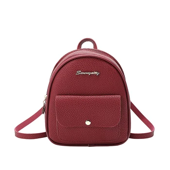

2020 Korean Style Women Mini Backpack PU Leather Shoulder Bag For Teenage Girls Multi-Function Small Bagpack Female Phone Pouch