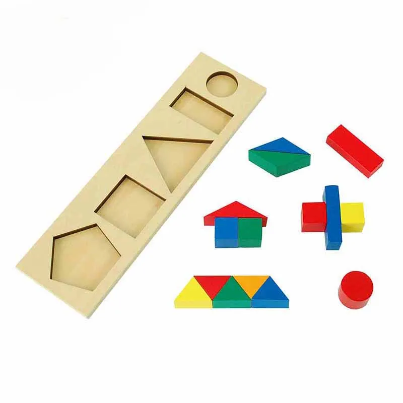 SE073 montessori sensorial в сочетании в виде геометрических фигур диск несколько в виде геометрических фигур шить упражнения Математика мышление Математика Монтессори игрушки