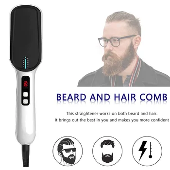 

Newly LED Display Ionic Beard Straightener for Men Hair Straightening Comb Adjustable Ceramics Heating Temperature CLA88