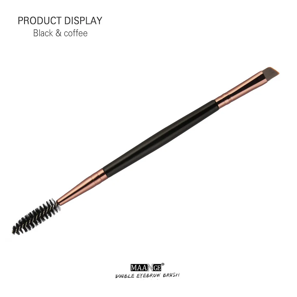 Недорогие Кисточки для макияжа Duo Brow, Кисть для макияжа с деревянной ручкой, двухсторонние плоские Угловые кисти для бровей,, pinceaux maquillage - Handle Color: F