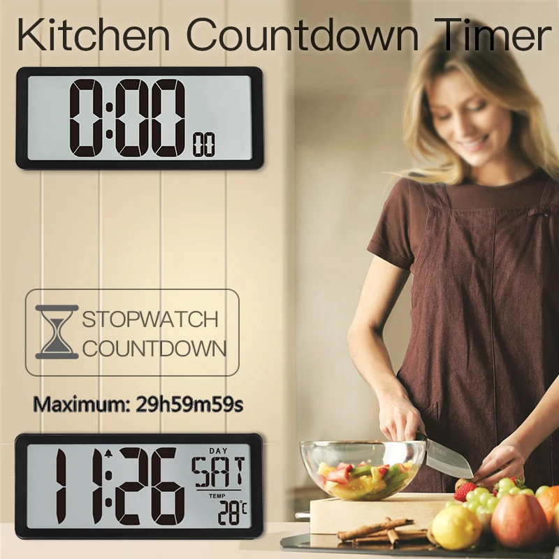 US $50.00 Txl Huge Screen Digital Wall Clock Stopwatch Countdown Timer Alarm Clocks Battery Powered Kitchen Office School Hang Table