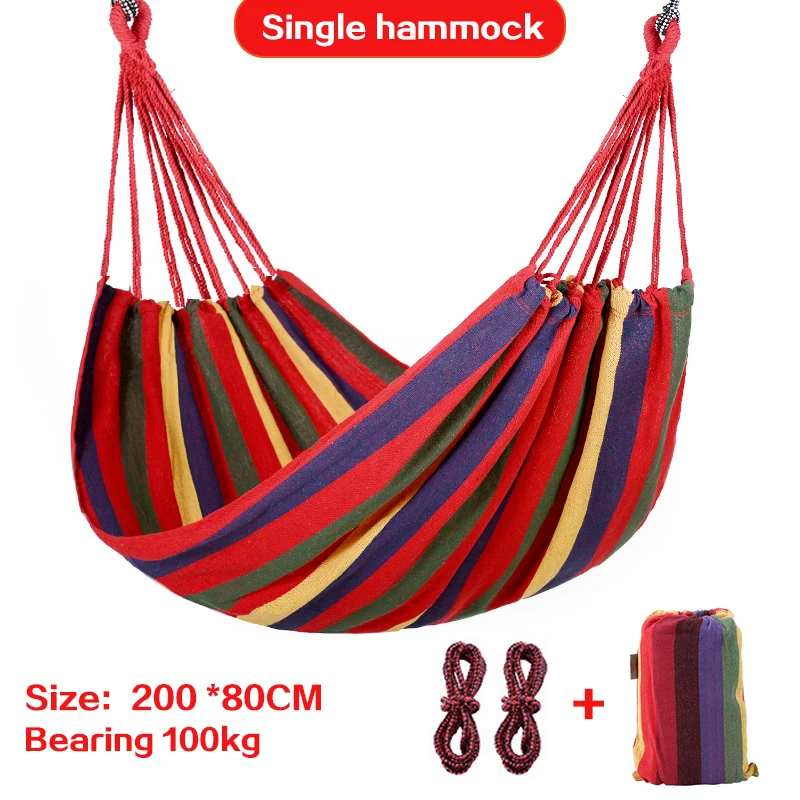 Rainbow Outdoor Hammock Leisure Double 2 Person canvas Hammocks Ultralight Camping Hammock with backpack