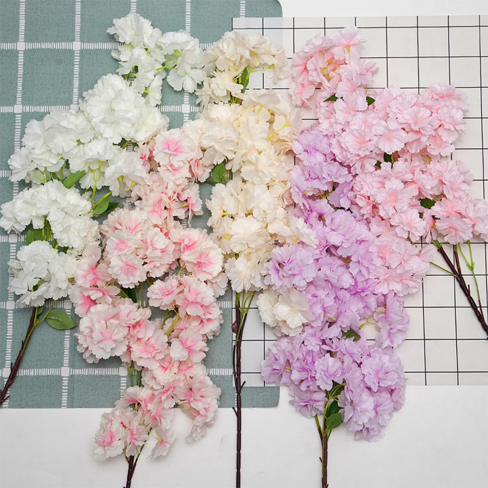100cm 10PCS Artificial Flowers Plant Cherry Blossom Branch Silk Fake Flower Bouquet Wedding Decoration For Party Arch Home Decor
