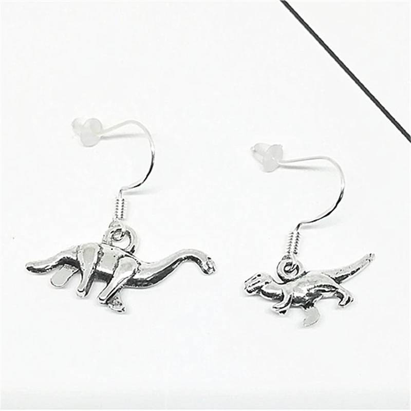 Asymmetric Earrings,  Antique Silver Color Earings, Long-Necked Dinosaurs, Tyrannosaurus Rex Earrings, Mismatch Earrings
