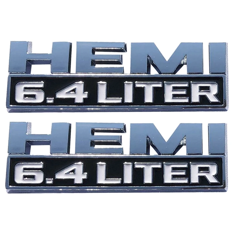 2X HEMI 6.4 LITER Emblems 3D Side Door Fender Trun Badge Plate Decal for Charger Ram 1500 | Автомобили и мотоциклы
