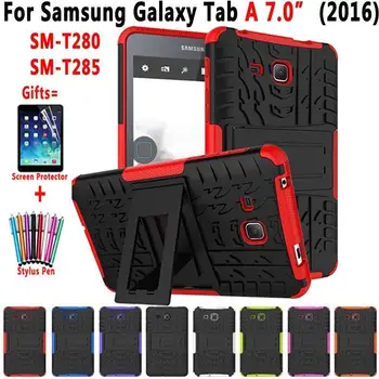 

Hybrid Armor Kickstand Silicon Tablet Case for Samsung Galaxy Tab A A6 7.0 2016 T280 T285 SM-T280 SM-T285 Cover Funda Coque