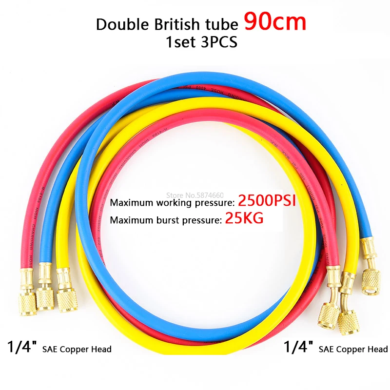 Car " AC Charging Hoses Tube for R134a R12 R22 R404 R502 Air Conditioning Refrigerant Tube 1/4" SAE Thread Hose Fluoride tube