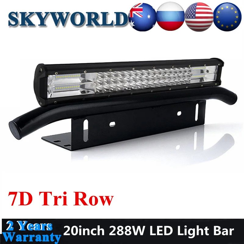 Трехрядный светодиодный светильник SKYWORLD 20 дюймов 288 Вт внедорожник + 23 дюйма