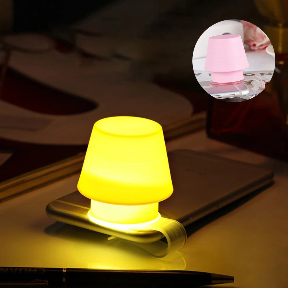 

Creative Gift Silicone Mobile Phone Bracket Night Light Lampshade Multi-function Bookmark Bedroom Bedside LED Small Table Lamp