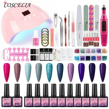 

COSCELIA Nail Set UV LED Lamp Dryer With Nail Gel Polish Kit Soak Off Manicure Set Gel Nail Polish For Nail Art Tools